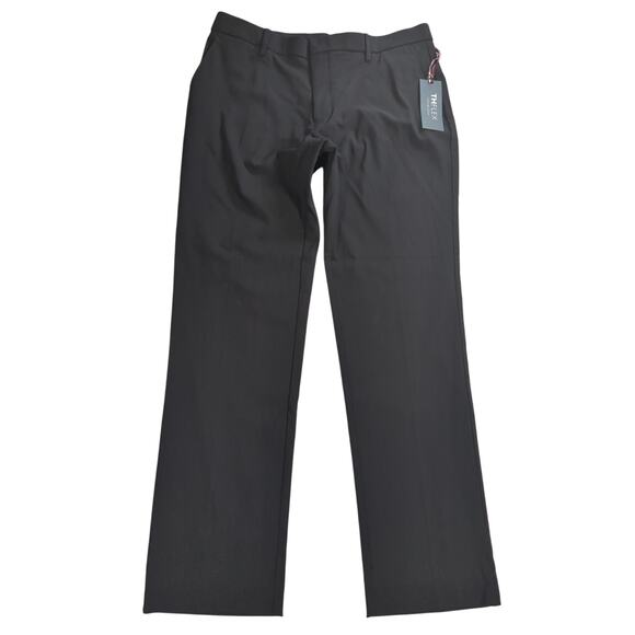 NWT Tommy Hilfiger Mens Dress Pants 34x30 Black TH Flex Stretch Flat Front - Picture 1 of 13